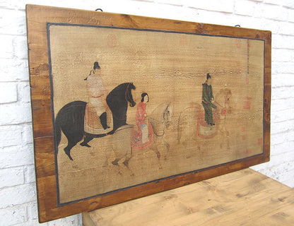 Asien Wandbild Reiterszene Pinie Beijing 90 Jahre alt