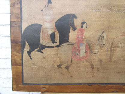 Asien Wandbild Reiterszene Pinie Beijing 90 Jahre alt