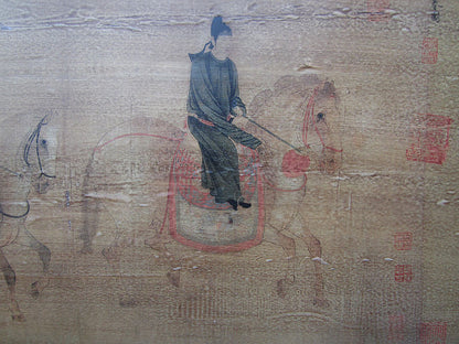 Asien Wandbild Reiterszene Pinie Beijing 90 Jahre alt