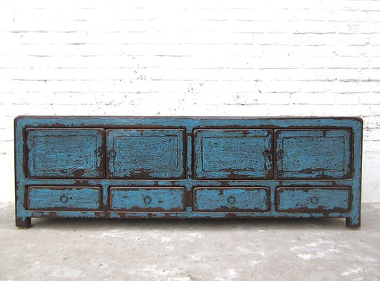 China TV Lowboard Kommode heavy used vintage Optik in Blau