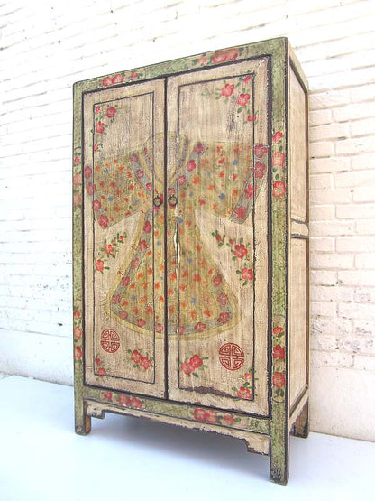 China Schrank Landhausstil individueller halbhoher Kabinett edles Pinienholz Messingbeschlag von Luxury-Park