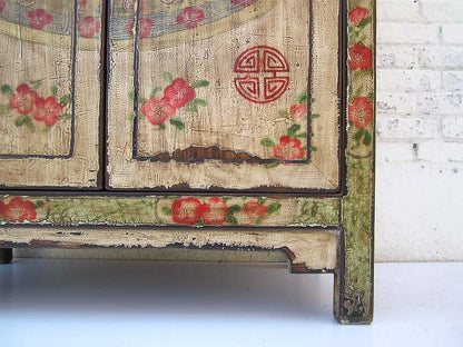 China Schrank Landhausstil individueller halbhoher Kabinett edles Pinienholz Messingbeschlag von Luxury-Park