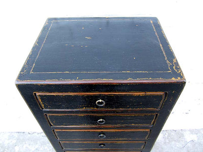 China Schubladenkommode Turmkommode Vintage style schwarze Pinie
