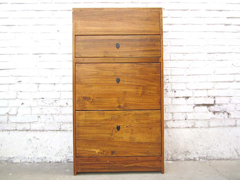 China cottage style Flur Kommode Schuhschrank seitliche Schübe hellbraunes Vollholz