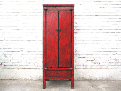 China hohe Kommode Kredenz Garderobenschrank rotbraun heavy used optic