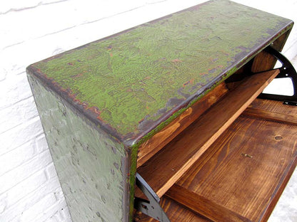 China mittlerer Schuhschrank englisch grüne Lackierung drei Fächer Gebrauchsspuren Shabby chic von Luxury-Park