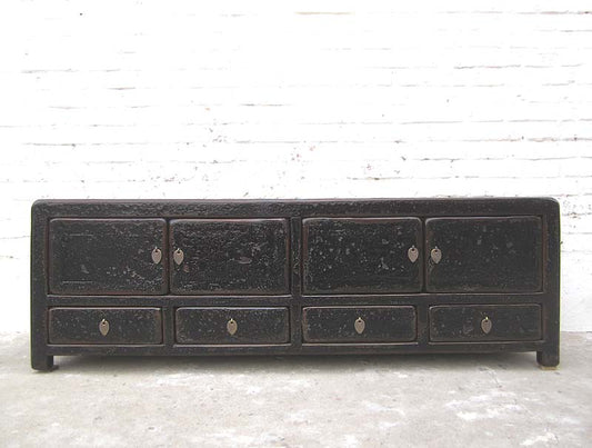 China TV Lowboard Kommode used vintage Optik in schwarzem Lack