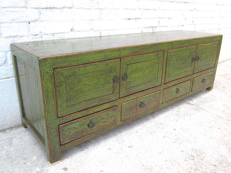 Asien TV Lowboard antikgrün shabby chic optic 140x38x45cm