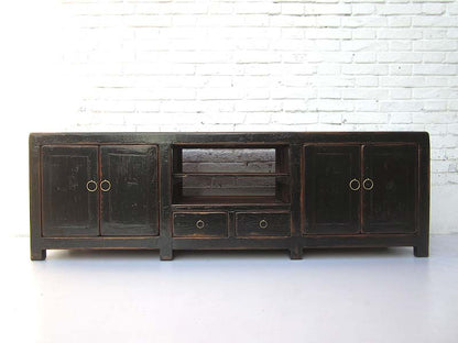 China Lowboard flache Anrichte für TV Flachbildschirm Pinie schwarz  von Luxury Park