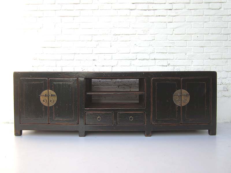 China klassisches Lowboard Anrichte ideal für alle Flachbildschirme Pinienholz schwarz. Von Luxury-Park