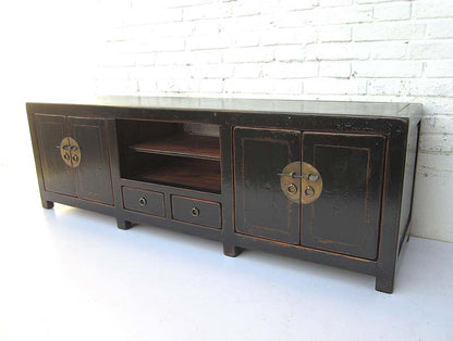 China klassisches Lowboard Anrichte ideal für alle Flachbildschirme Pinienholz schwarz. Von Luxury-Park