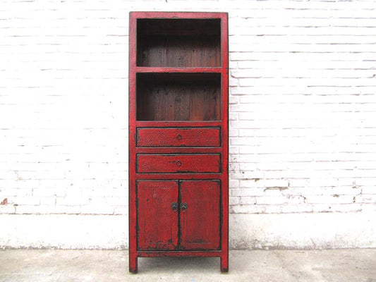 Asien hohe Kommode Regal kleiner Schrank rotbraun Gebrauchsspuren