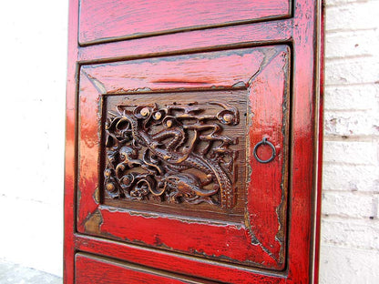 China schlanker Schrank klassisch rotbraun Pinie Antik 1940