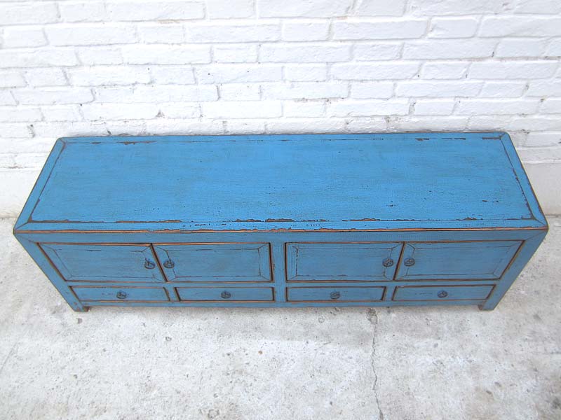 Asien TV Lowboard azurblau vintage style 140x38x45cm