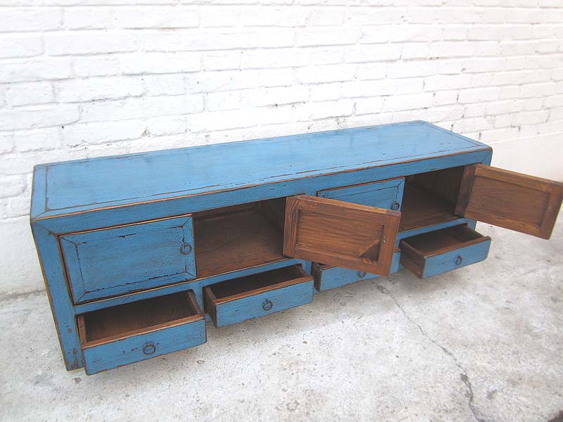 Asien TV Lowboard azurblau vintage style 140x38x45cm