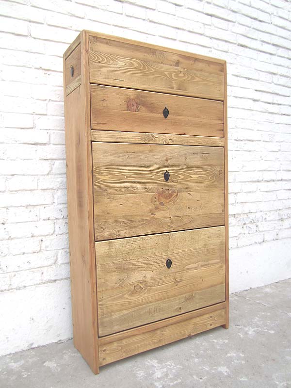 Asien Schuhschrank naturfarben Vollholz Landhausstil