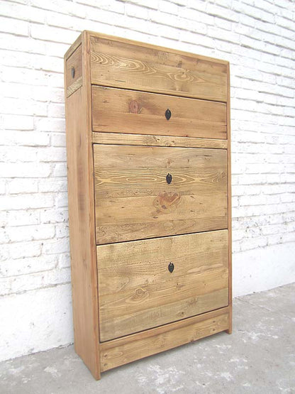Asien Schuhschrank naturfarben Vollholz Landhausstil