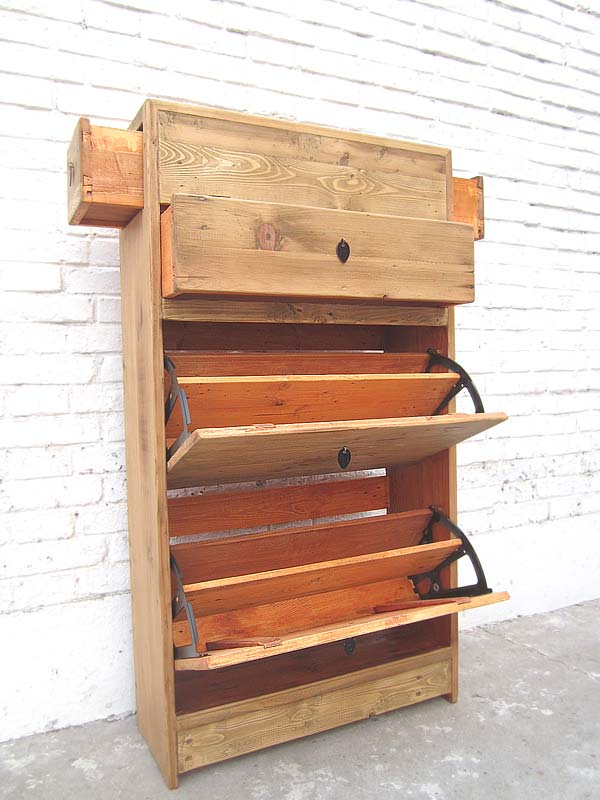 Asien Schuhschrank naturfarben Vollholz Landhausstil