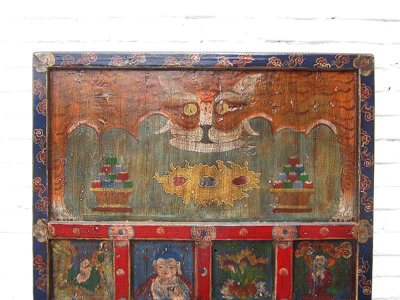 China buddhistisches Wandbild traditionell bemalter Rahmen Pinie
