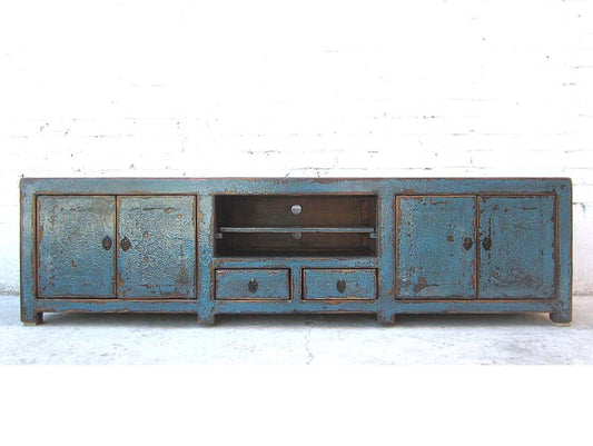 Asia TV Kommode Lowboard shabby chic azurblau Pinie