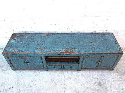 Asia TV Kommode Lowboard shabby chic azurblau Pinie