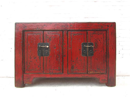 Asia Sideboard braunrot Doppeltüren Messingbeschlag vintage