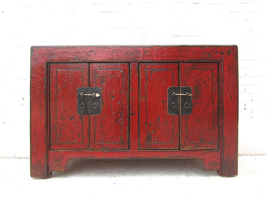 Asia Sideboard braunrot Doppeltüren Messingbeschlag vintage