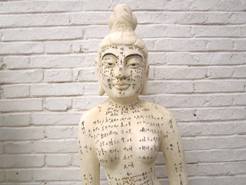 China zwei hölzerne Figuren Mann Frau zur Akupunktur Ausbildung Medizin SD-S-069A