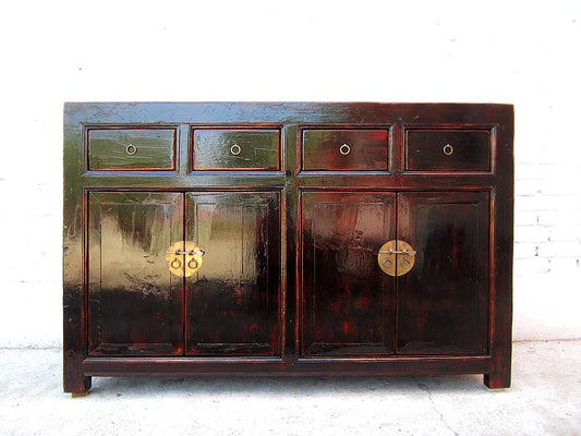 China Sideboard Kommode schwarz Lackfinish Kolonialstil Pinie