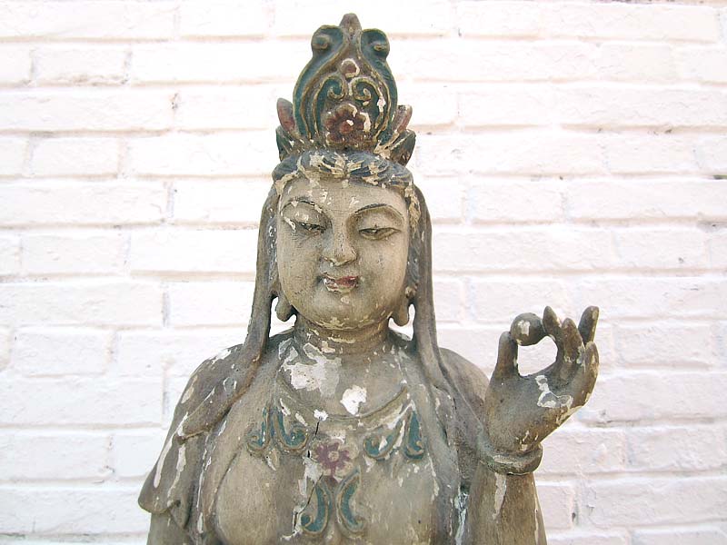 Göttin Guanyin stehend große Statue Skulptur Pappelholz 90 Jahre alt von Luxury Park