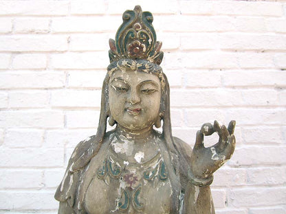 Göttin Guanyin stehend große Statue Skulptur Pappelholz 90 Jahre alt von Luxury Park