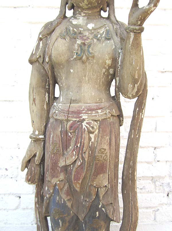 Göttin Guanyin stehend große Statue Skulptur Pappelholz 90 Jahre alt von Luxury Park