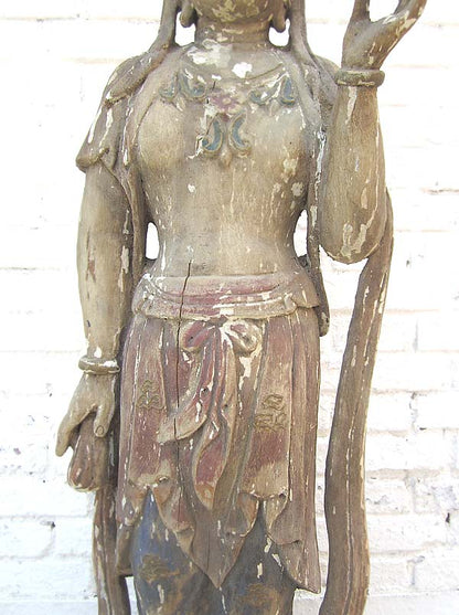 Göttin Guanyin stehend große Statue Skulptur Pappelholz 90 Jahre alt von Luxury Park