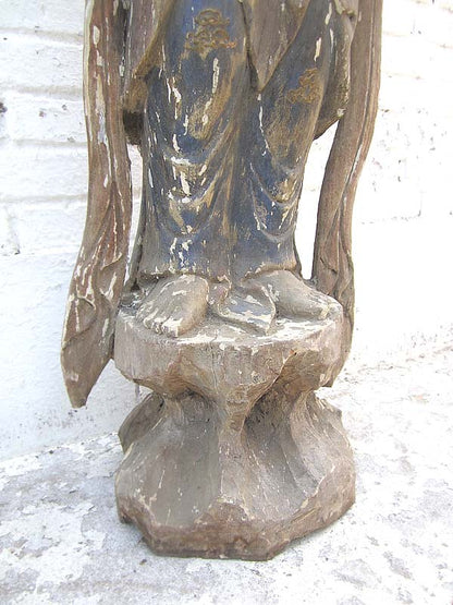 Göttin Guanyin stehend große Statue Skulptur Pappelholz 90 Jahre alt von Luxury Park