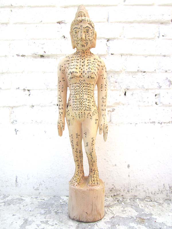 CHINA 1920 Medizin Akupunktur Ausbildung Skulptur des weiblichen Körpers Holz