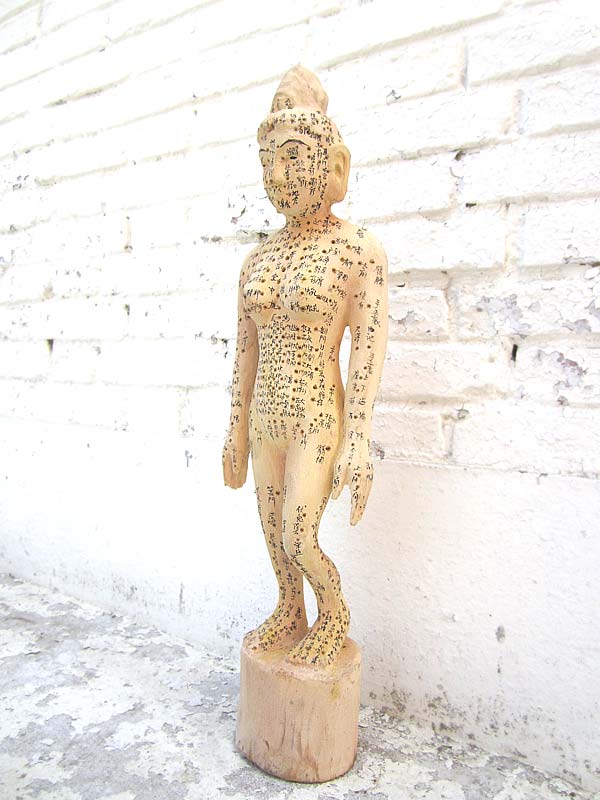 CHINA 1920 Medizin Akupunktur Ausbildung Skulptur des weiblichen Körpers Holz