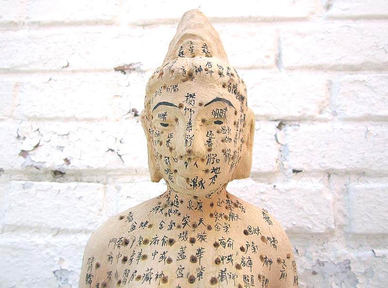 CHINA 1920 Medizin Akupunktur Ausbildung Skulptur des weiblichen Körpers Holz