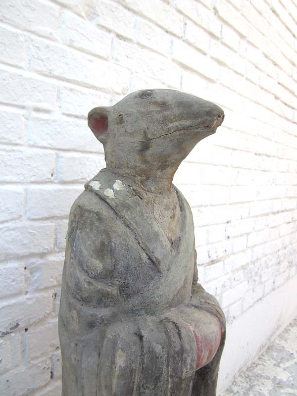 Skulptur Ratte China astrologische Figur Statue buddhistisch Pappel 80 Jahre