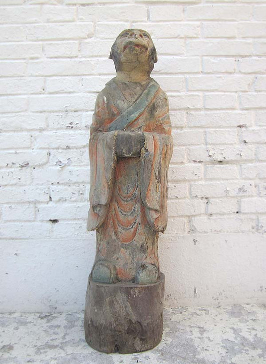 Skulptur Affe Tierzeichen chinesische Astrologie 1920 Pappelholz bemalt