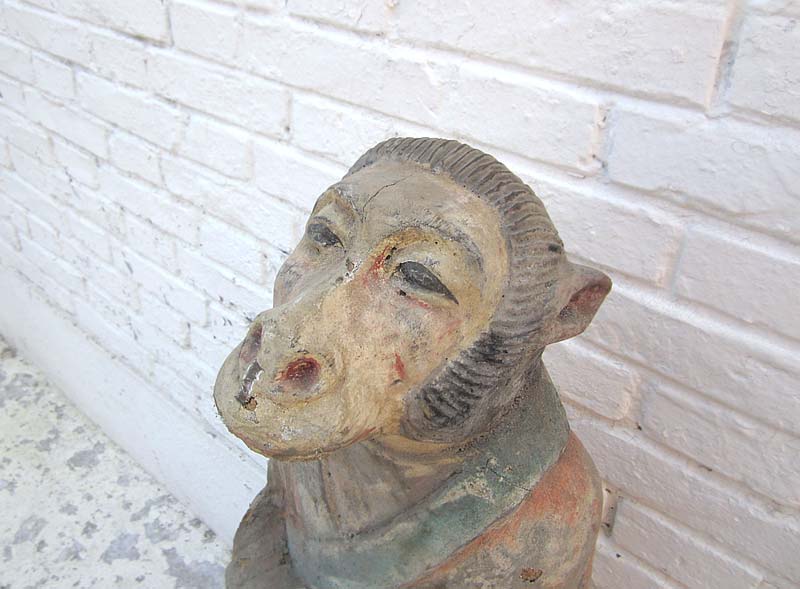 Skulptur Affe Tierzeichen chinesische Astrologie 1920 Pappelholz bemalt