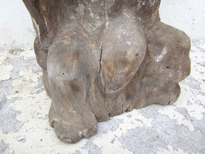 Mönch im Gespräch sitzend Statue Figur Skulptur Pappelholz China 1910