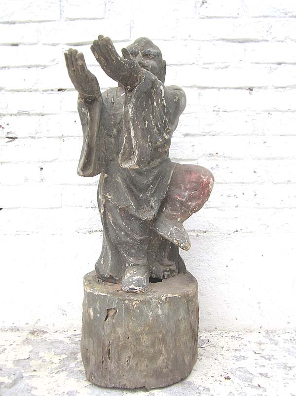 China vor 1920 Skulptur Tänzer auf Sockel buddhistisch Pappel bemalt von Luxury Park