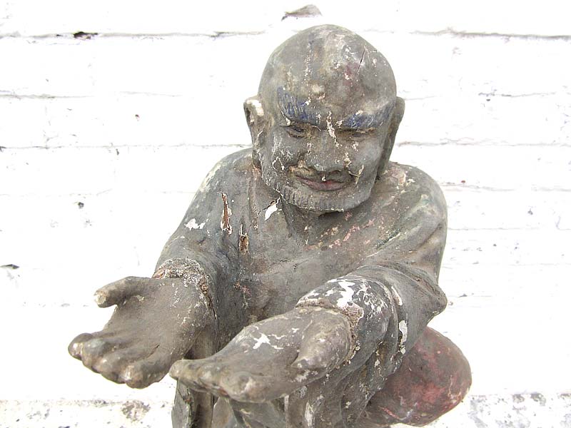 China vor 1920 Skulptur Tänzer auf Sockel buddhistisch Pappel bemalt von Luxury Park