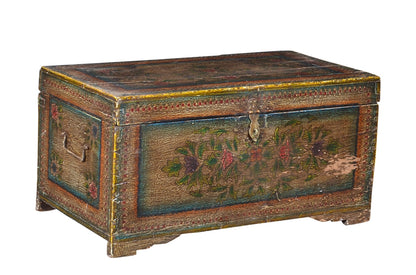 Indien 1940 flache Hochzeitstruhe Truhe Kassettenfront Rajasthan