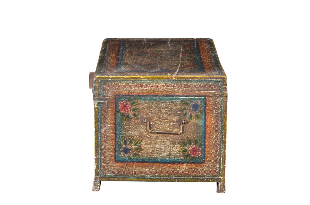 Indien 1940 flache Hochzeitstruhe Truhe Kassettenfront Rajasthan