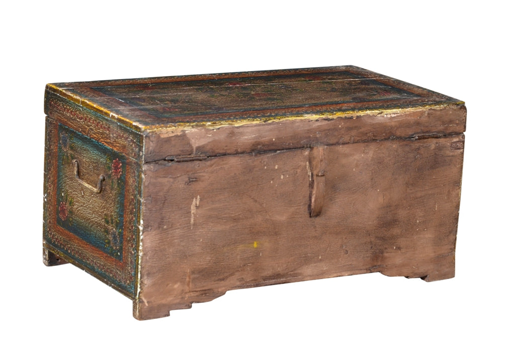 Indien 1940 flache Hochzeitstruhe Truhe Kassettenfront Rajasthan