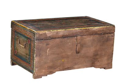 Indien 1940 flache Hochzeitstruhe Truhe Kassettenfront Rajasthan