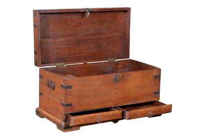 Indien 1930 massive Truhe Box Schubladen im Sockel Teak