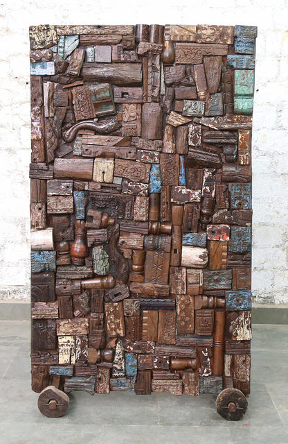 Indien massiver Raumteiler Teak VI-ED-023 antike Bruchstücke