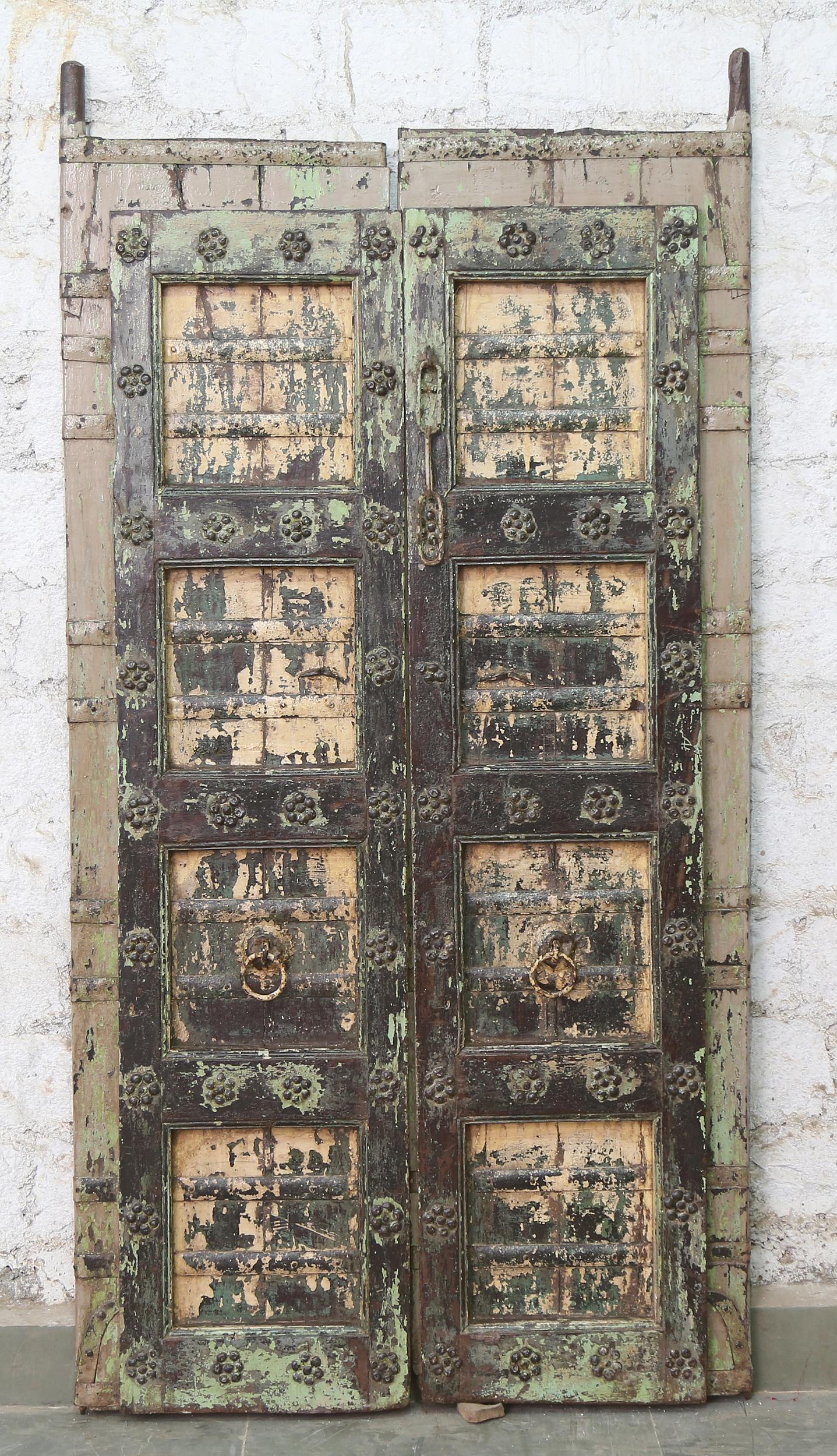 Indien massive Tür antik Teak VI-ED-030